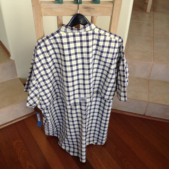 NWT Columbia PFG Fishing Gear Shirt Size 3X Omni Shade Plaid Short Sleeves - Picture 2 of 13